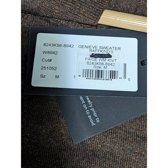 Paige Brown Genieve Metallic Glitter Cutout Sweater M - Picture 6 of 11